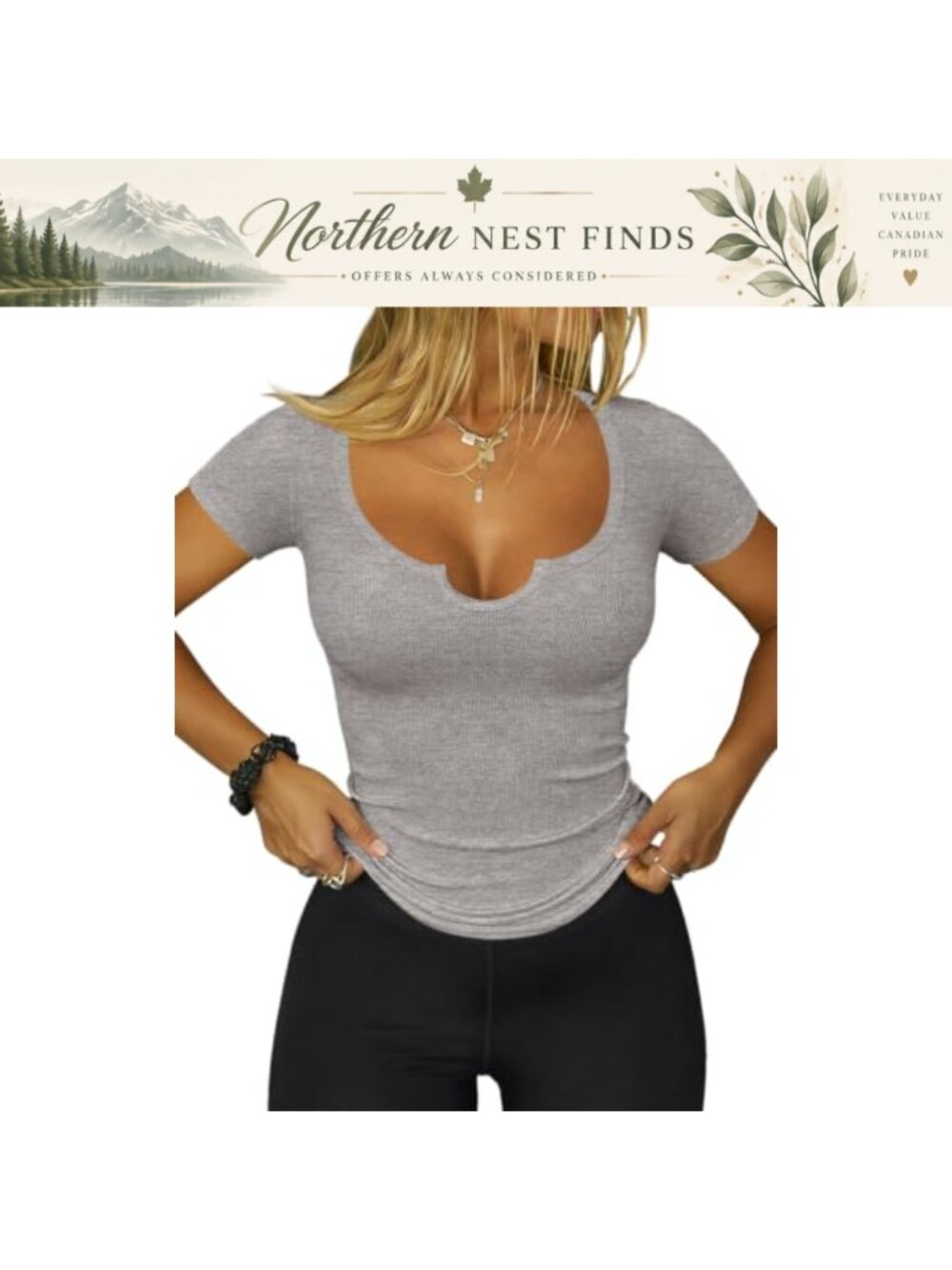 Women's Ribbed V-Neck Crop Top Short Sleeve Going Out Shirt